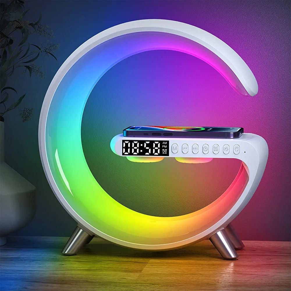 G shaped 3-in-1 charger with speaker and RGB Lamp