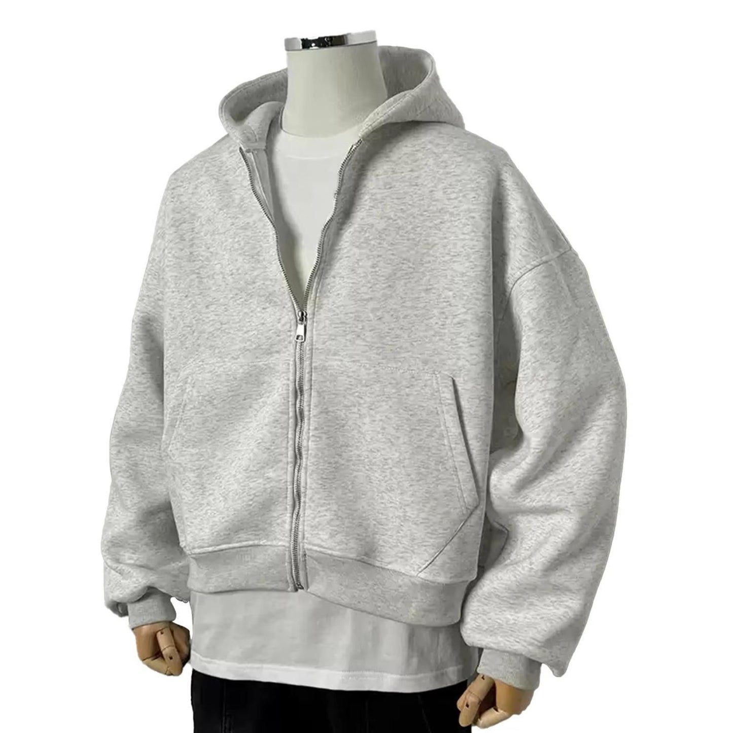 Men's Solid Custom Backpack Zip Up Hoodie