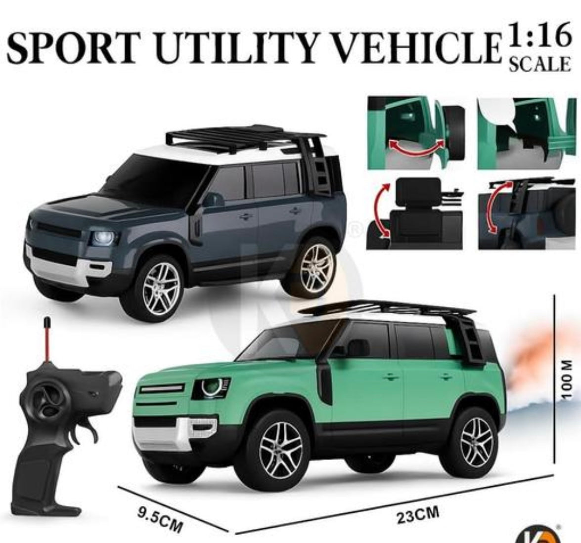 Defender toy Smoke Remote Control SUV Defender Car – High-Speed Off-Road RC Car with LED Lights & Smoke | USB Type-C Charging